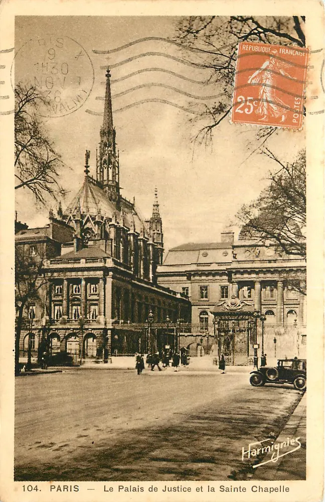 PARIS — Das Palais de Justice und die Sainte Chapelle — Edition E. Harmignies, n° 104 - Vorderseite