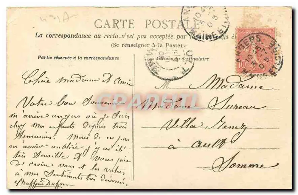 Angers — Vista geral do Castelo — Coleção Louis Quartier - Verso