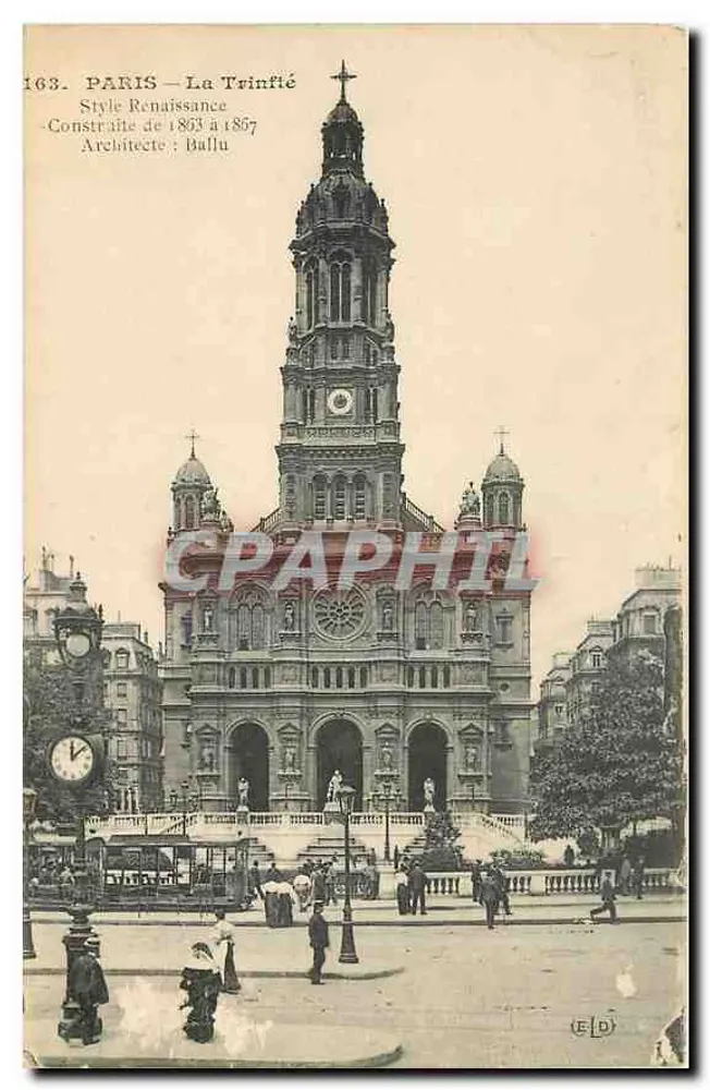 Paryż — Trinité — Styl renesansowy — Zbudowana w latach 1863–1887 — Architekt: Ballu - Awers