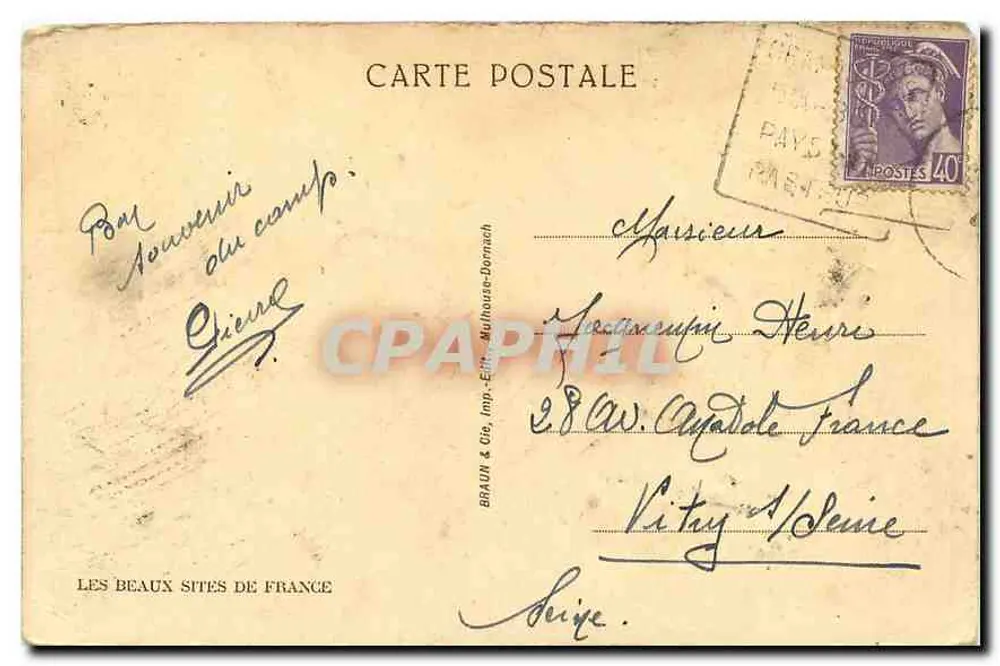 Nans-sous-Sainte-Anne — La vieille vanne de la source du Lison — Braun & Cie, Imp. Édit. Malhouse-Dornach - Verso