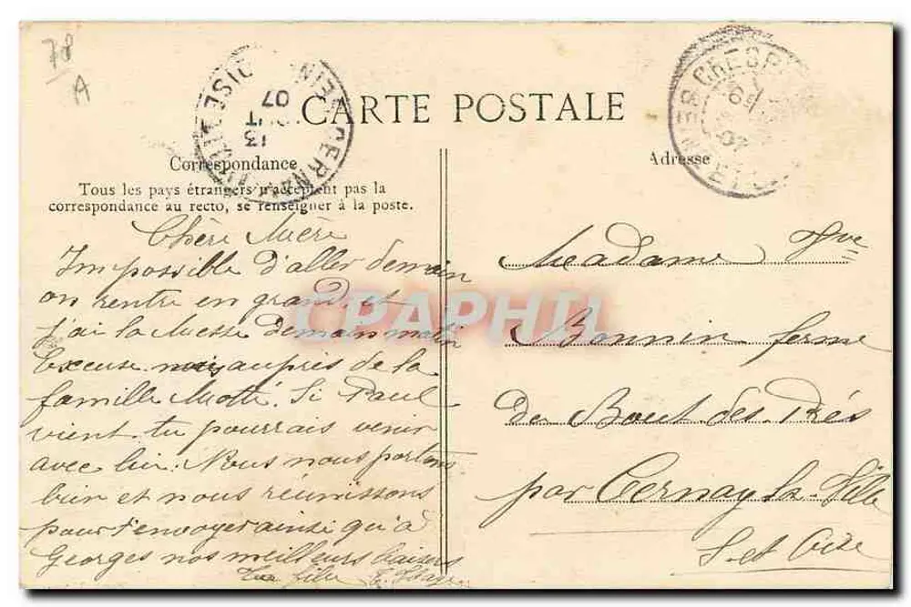 Neptunbecken, Schlosspark Versailles — seitliche Ansicht — Verleger E.I.D. Nr. 186 - Rückseite