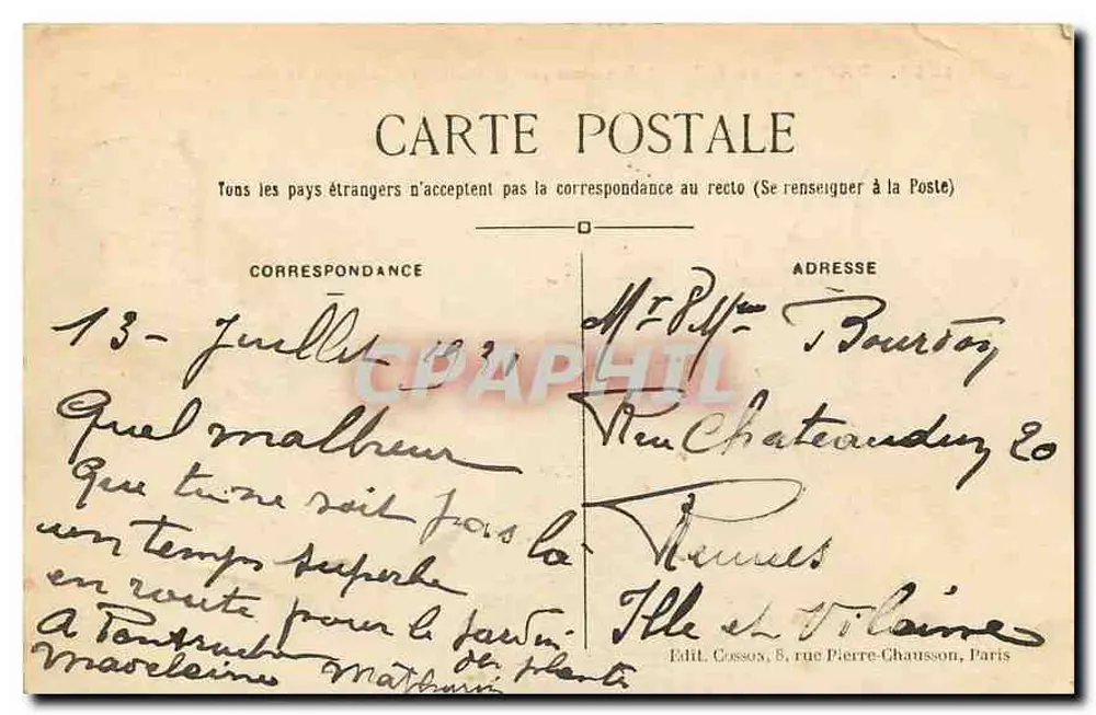 Paris — Das Handelsgericht, die Pont au Change und die Conciergerie — C M - Rückseite