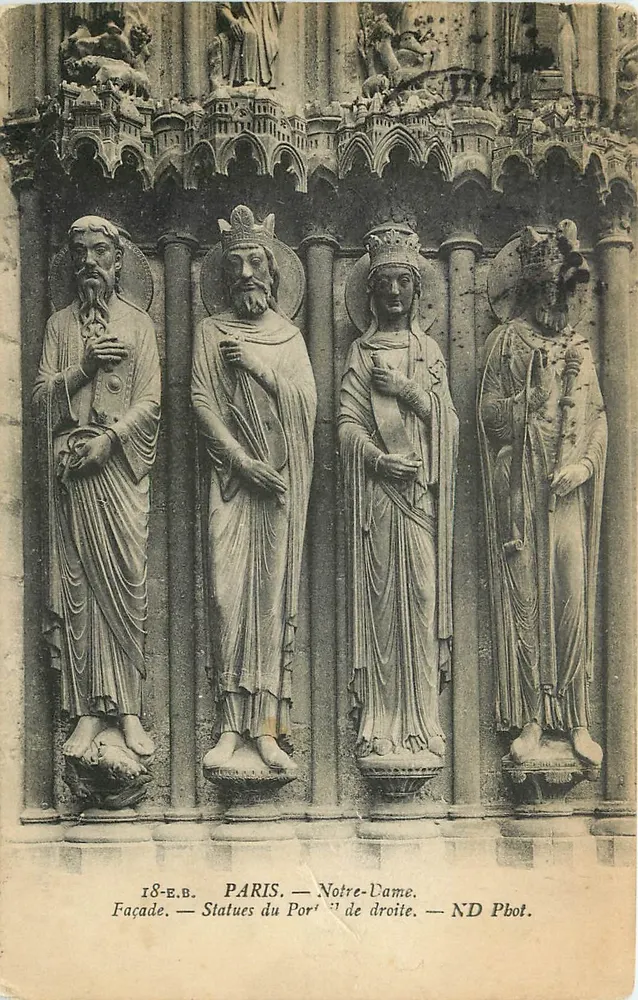 Paris — Façade de Notre-Dame — Statues du Portail de droite — ND Phot. - Recto