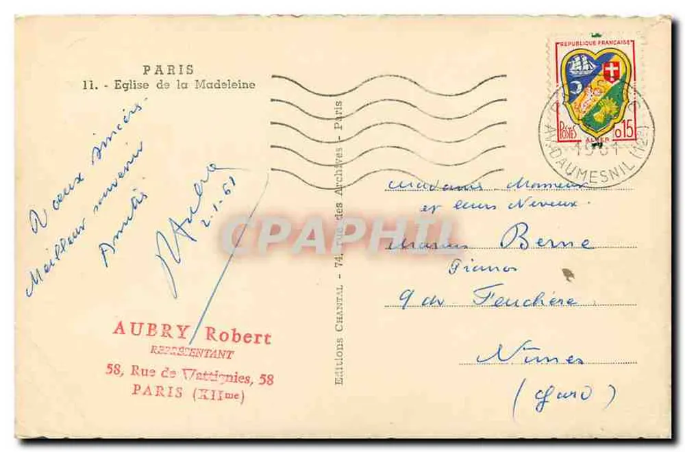 Igreja de La Madeleine — Paris — editor Chantal, n°11 - Verso