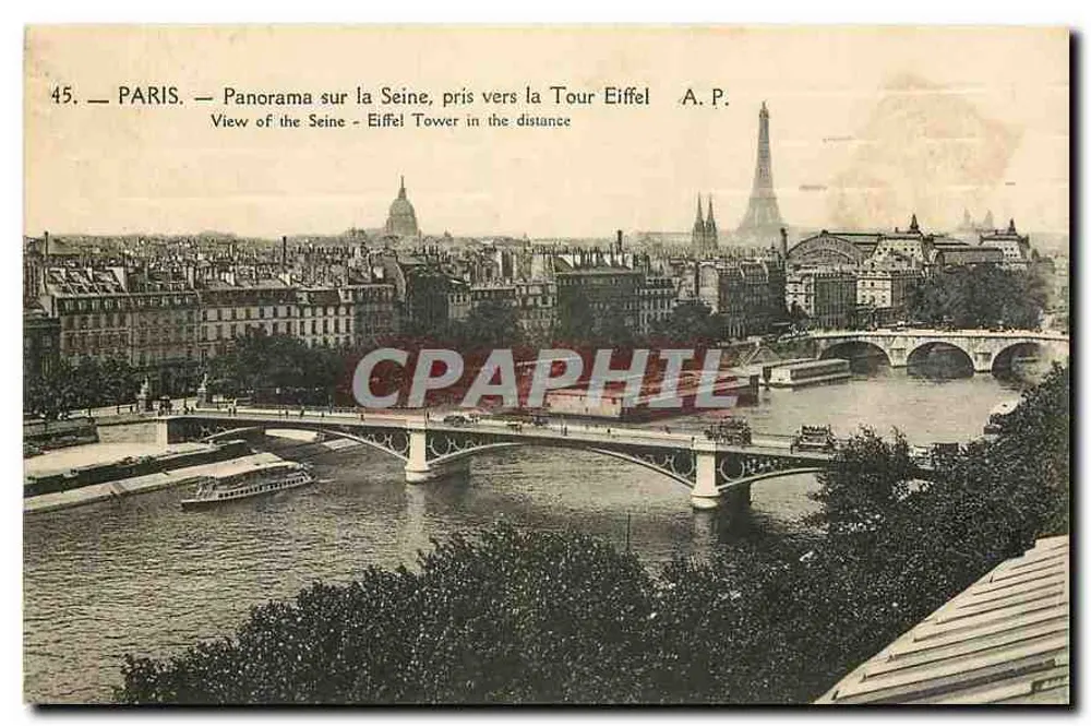 PARIS — Panorama sur la Seine, pris vers la Tour Eiffel — A.P. - Recto