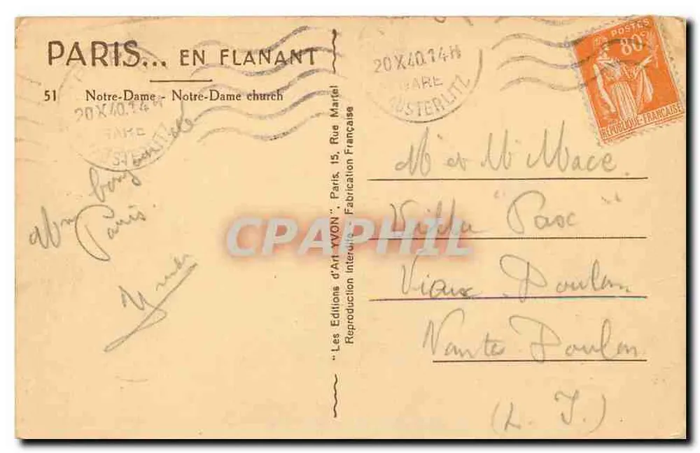 Nossa Senhora de Paris — vista da fachada — Éditions d'Art YVON - Verso