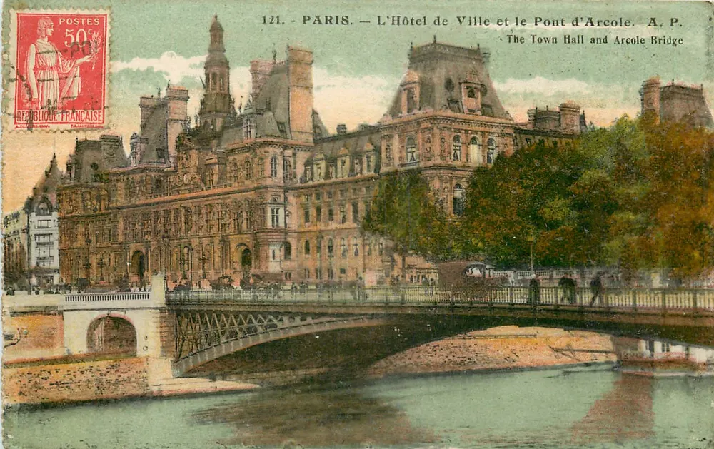 Paris — Das Rathaus und der Pont d'Arcole — A. P. - Vorderseite