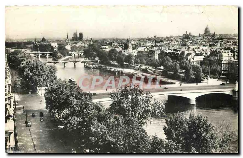 Paris - Vue panoramique sur la Seine — avec Notre-Dame et le Pont d'Arcole — éditeur Librairie Française - Recto