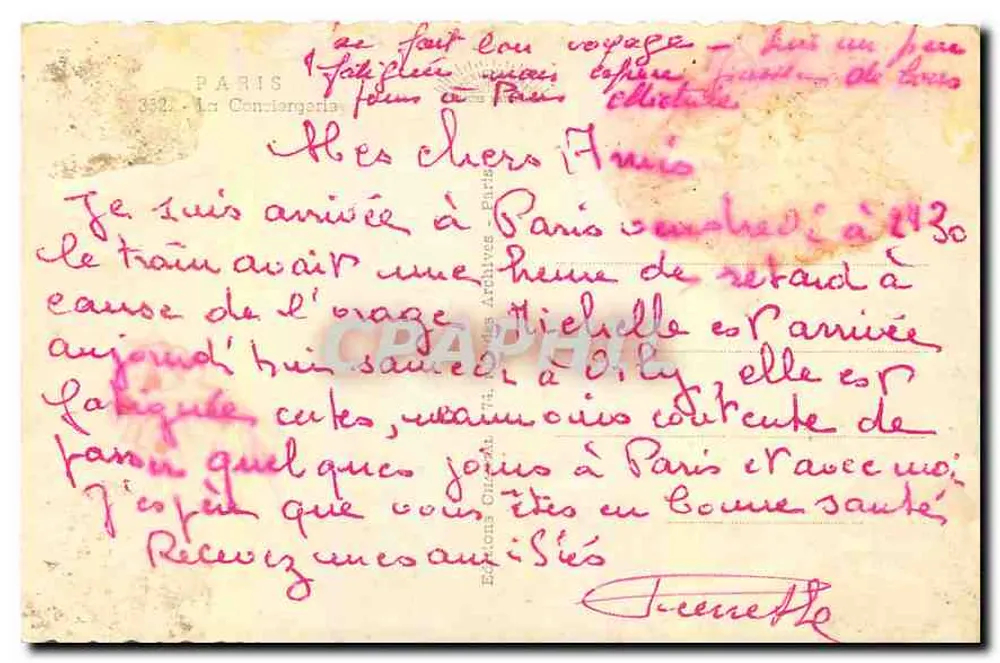 Vista de Paris — Ponte d'Arcole e a Sena — Editor Chanta - Verso