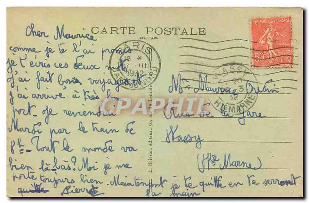 Paris — Hôtel des Invalides — Tombeau de Napoléon Ier — éditeur L. Boisson, n° 174 - Verso