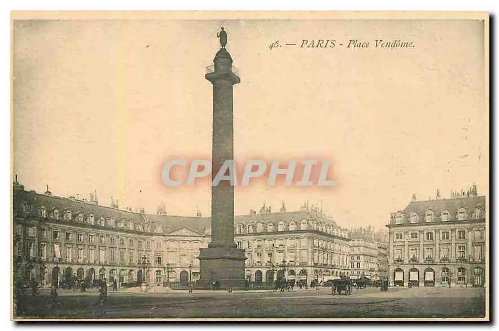 Paris - Place Vendôme — coluna de Vendôme e edifícios clássicos — editor desconhecido, n° 46 - Frente