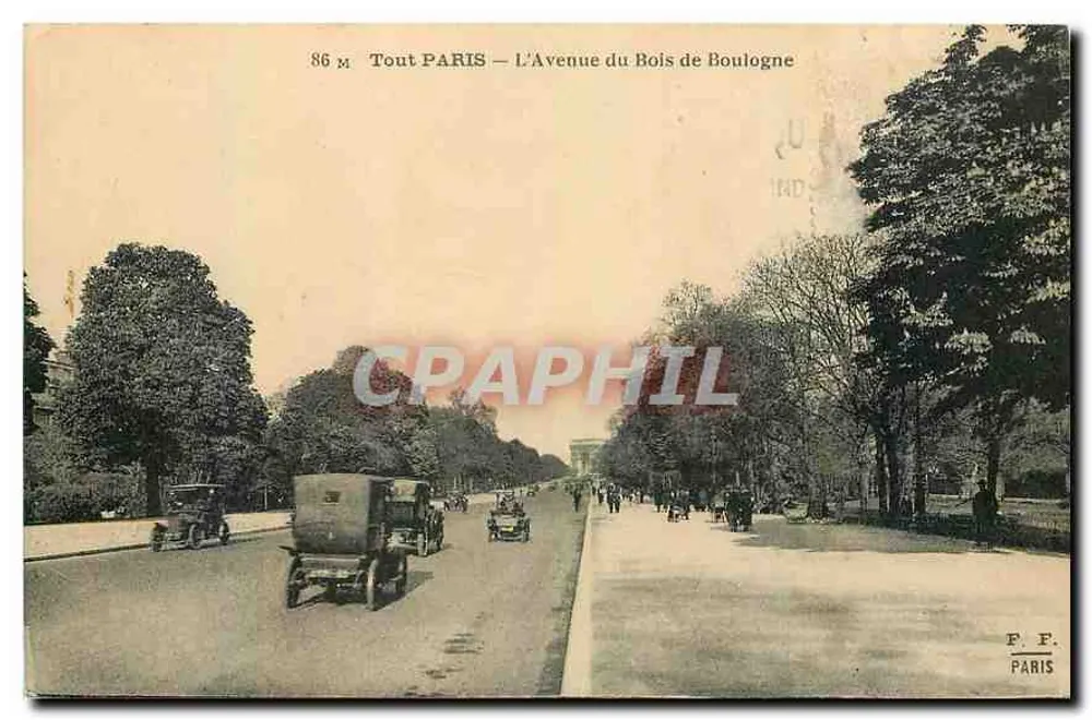 Die Avenue du Bois de Boulogne — Paris — F.F. Paris, n° 86 M - Vorderseite