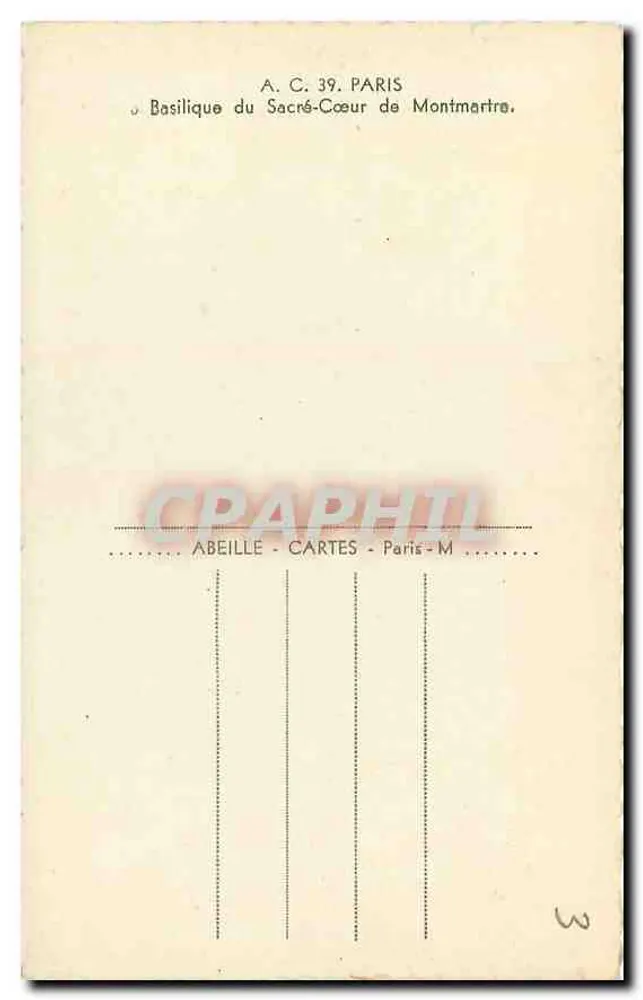 Basilique du Sacré-Cœur — Paris — Montmartre — ABEILLE CARTES - Verso