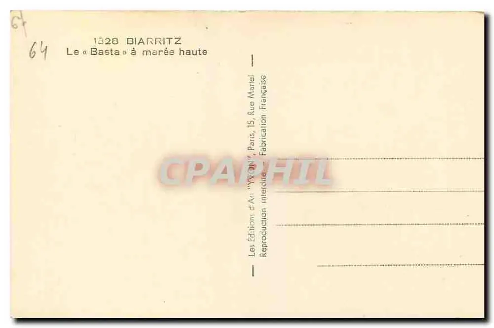 O «Basta» à maré alta — Biarritz — Edições de Arte «YVON» - Verso
