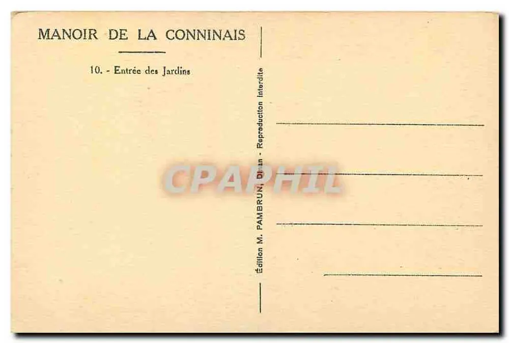 Dinan — Schloss la Conninais — Eingang zu den Gärten — Edition M. Pambrun, Dinan - Rückseite