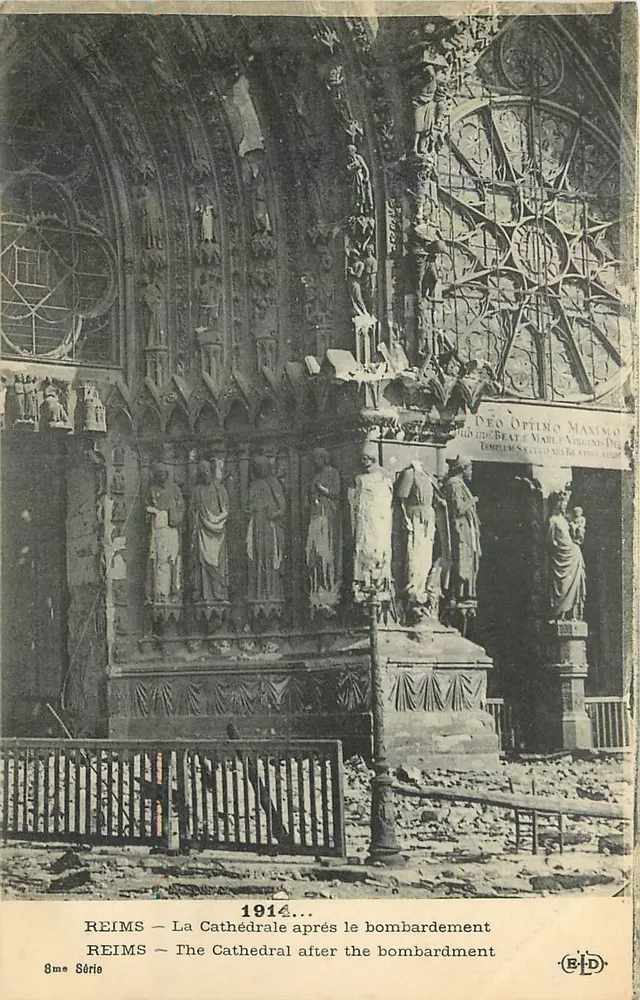 Reims — La Cathédrale après le bombardement — 8me Série - Recto