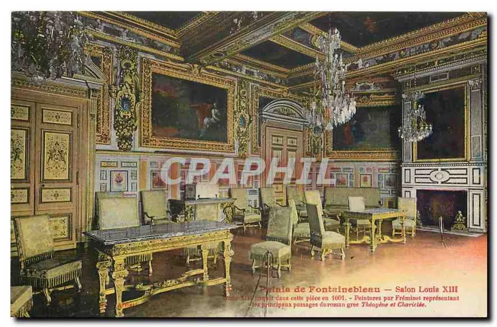Fontainebleau-Palast — Saal Louis XIII — Gemälde von Fréminet, die die Hauptszenen des griechischen Romans Théagène und Chariclée darstellen - Vorderseite