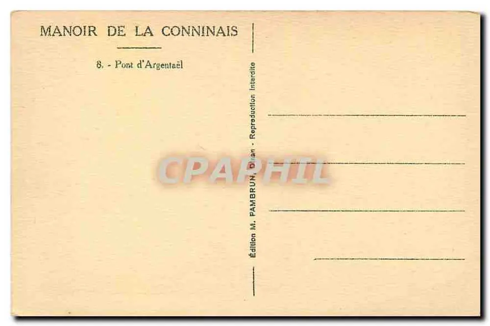 Dinan - Maniero della Conninais — Edizione M. Pambrun, Pont d'Argentaël - Verso