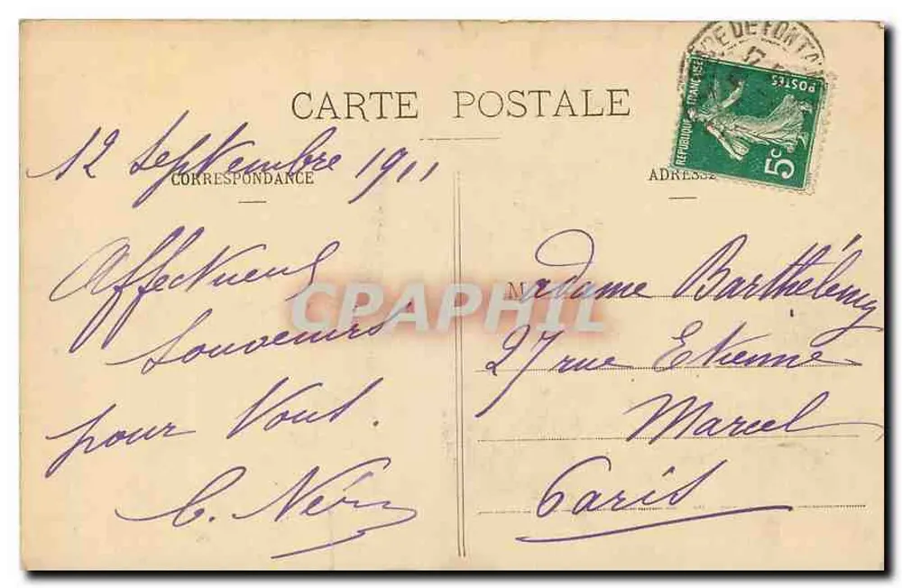 Palais de Fontainebleau — L'Étang des Carpes — éditeur inconnu, n° de série non visible - Verso