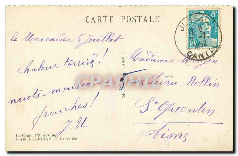 Le Cantal Pittoresque — G 416, Le Lioran — La Vallée — Édit. Aurillac - Verso