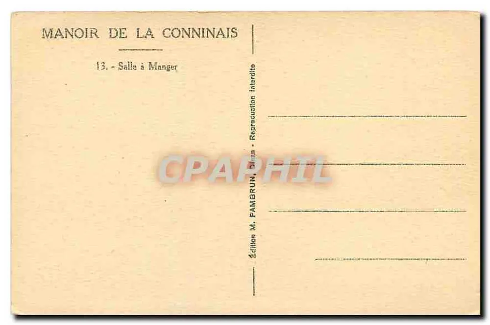 Dinan - Château de la Conninais — Salle à Manger - Verso