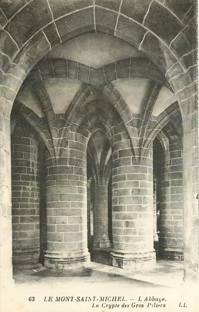 Mont-Saint-Michel — Die Abtei. Die Krypta der Großen Säulen — LL, n°63 - Vorderseite