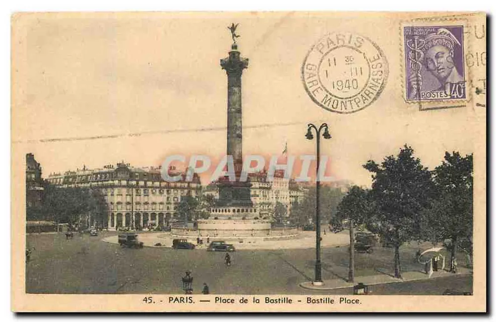 Paris — Place de la Bastille — editor desconhecido, n° 45 - Frente