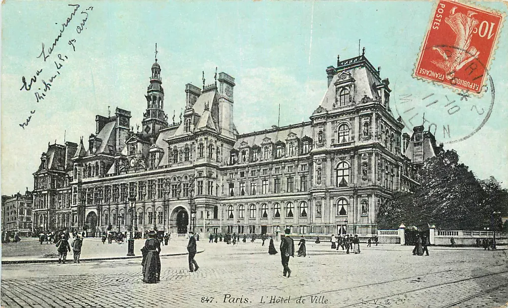 Paris. O Hotel de Ville — editor V.V. & Cie, n° 847 - Frente
