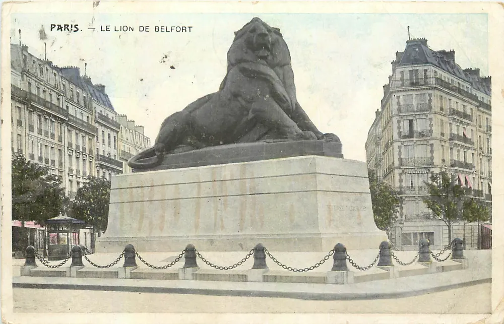 Paris — O Leão de Belfort — Carta postal - Frente