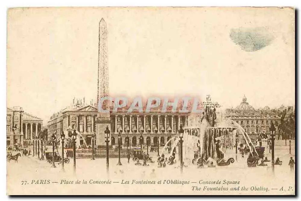 Paris — Place de la Concorde — Les Fontaines et l'Obélisque — A. P. - Recto