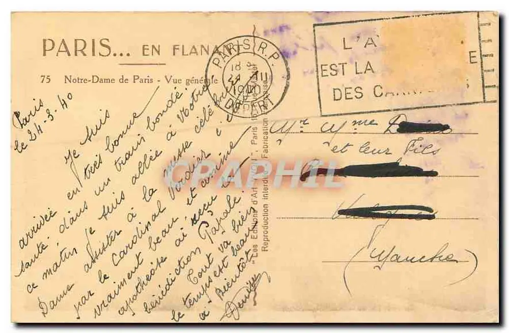 Notre-Dame de Paris — Vue générale — Éditeur : Les Éditions d'Art M.G. Paris, n°75 - Verso