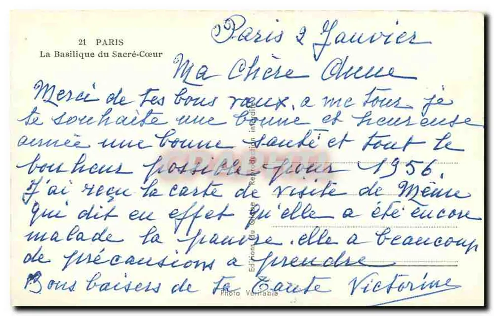 Paris / Basílica do Sagrado Coração — editor Photo Veritable, n° 21 - Verso