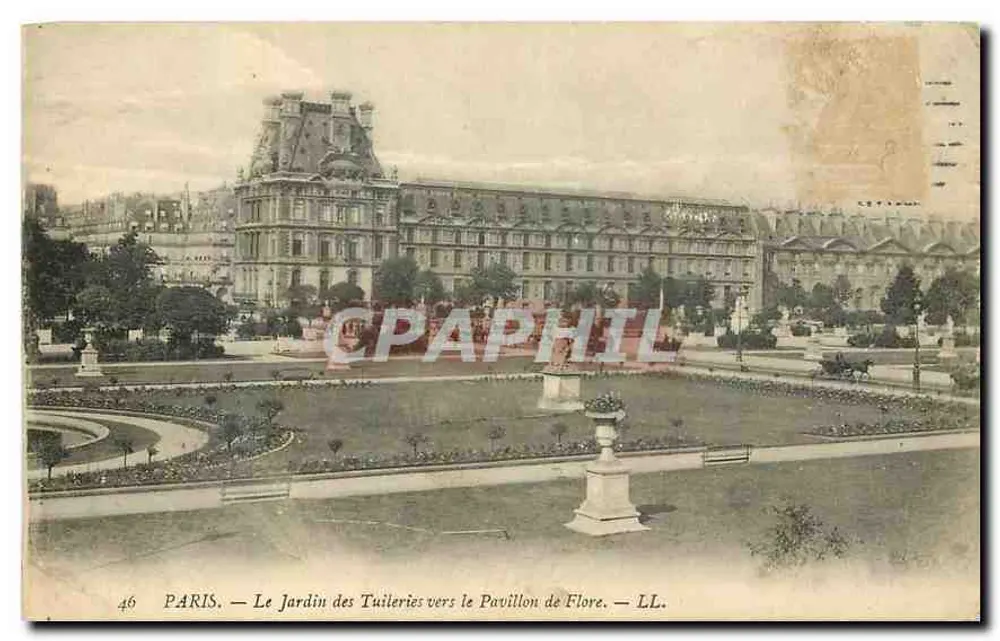 PARIS — Der Tuileries-Garten in Richtung Pavillon de Flore — LL. — Nr. 46 - Vorderseite