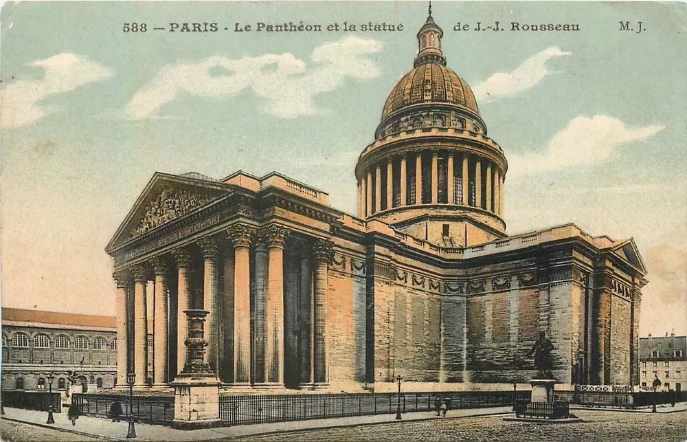 Paris - Le Panthéon et la statue de J.-J. Rousseau — M.J. n°588 - Recto