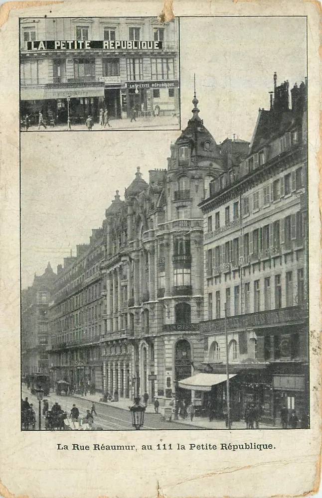 La Rue Réaumur, au 111 — la Petite République — éditeur non visible - Recto