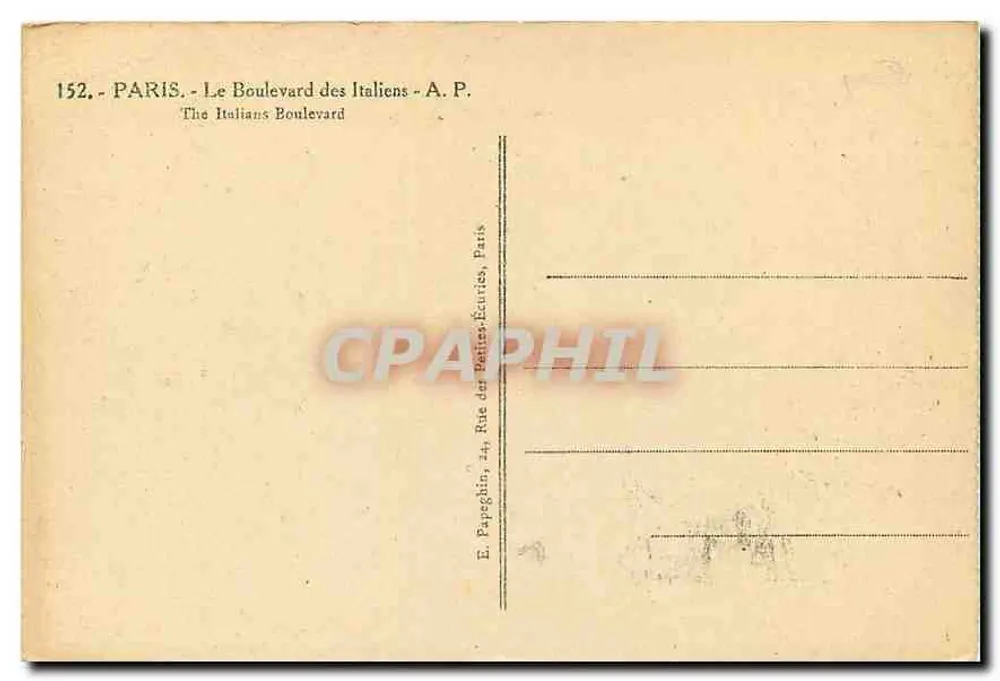 Paris - O Boulevard dos Italianos — Henri Manuel — n°152 - Verso