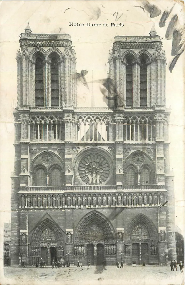 Notre-Dame de Paris — vista da fachada — editor desconhecido, número de série não visível - Frente