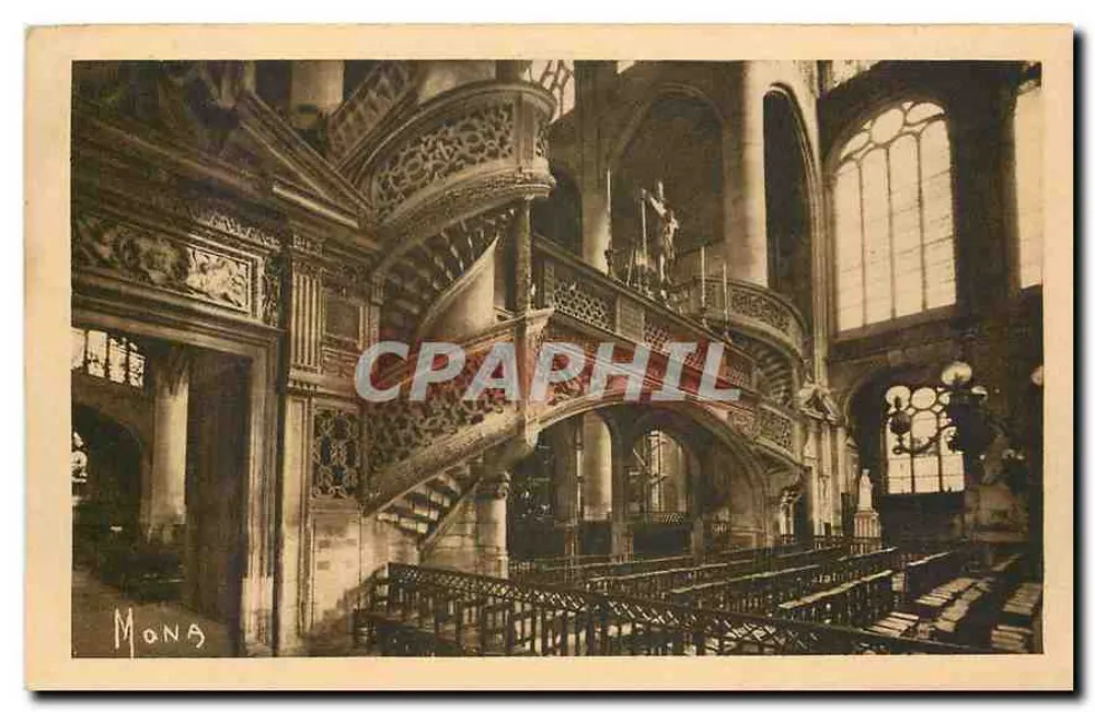 Intérieur de la cathédrale Saint-Étienne-du-Mont — Paris — éditeur Mons - Recto