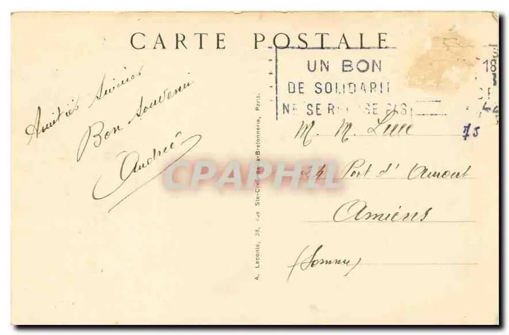 Paris — Praça da Concórdia — editor T.H. n°59 - Verso