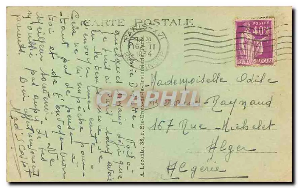 Paris - A Torre Saint Jacques — A. L. n° 31 - Verso
