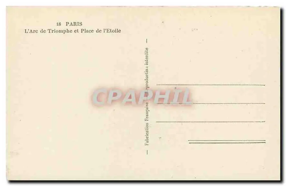 Arco de Triunfo — Plaza de la Estrella — Fabricación Francesa - Reverso