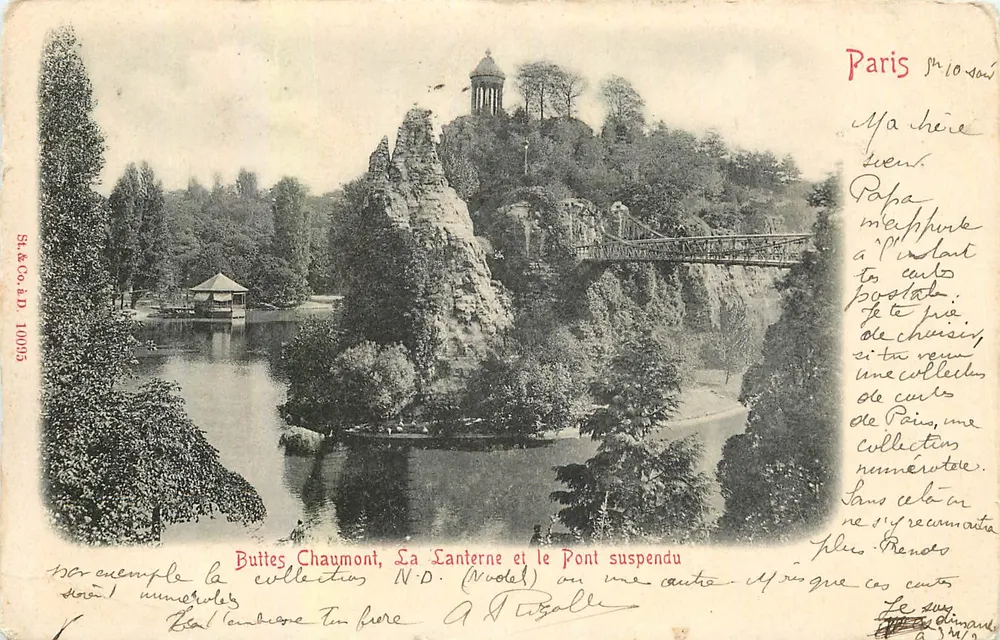 Buttes Chaumont, Die Laterne und die Hängebrücke — St. Co. an D. Nr. 10095 - Vorderseite