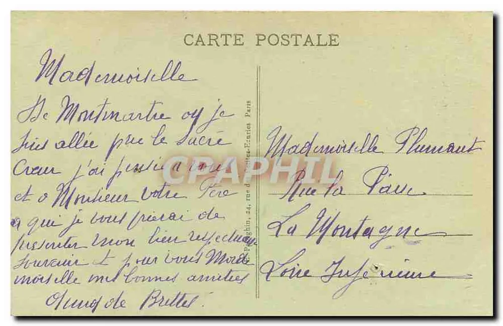 Paris - Le Sacré-Cœur de Montmartre — A.P. — n°448 - Verso