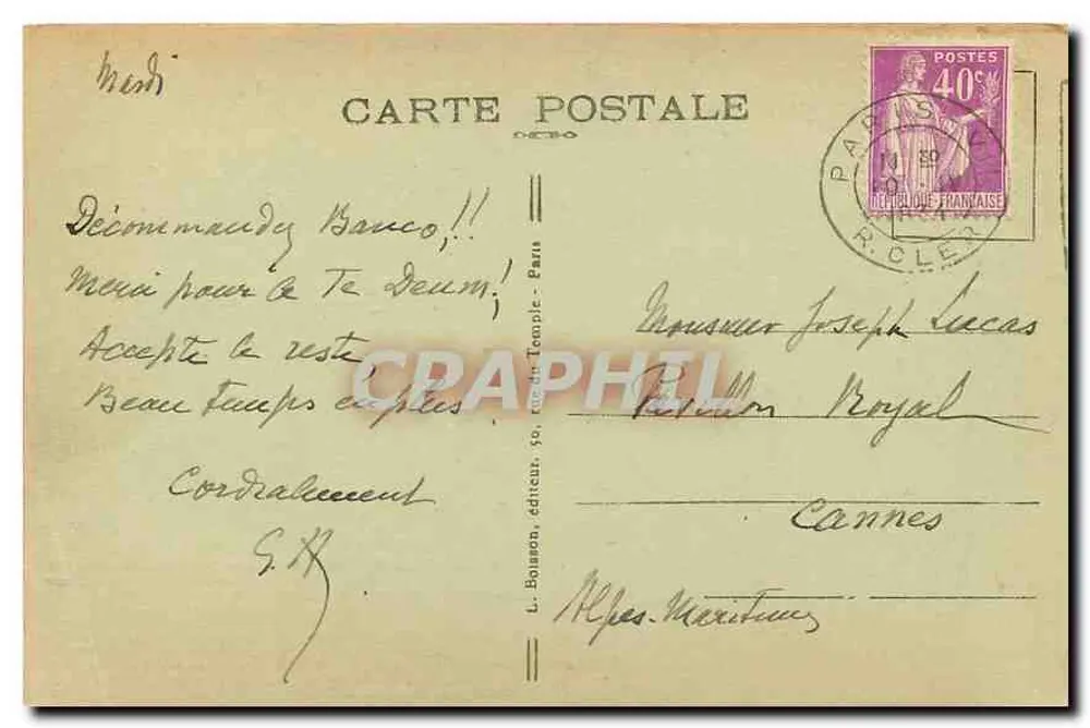 Paris — Place de la Concorde — L. Boisson, editor, n° 355 - Verso