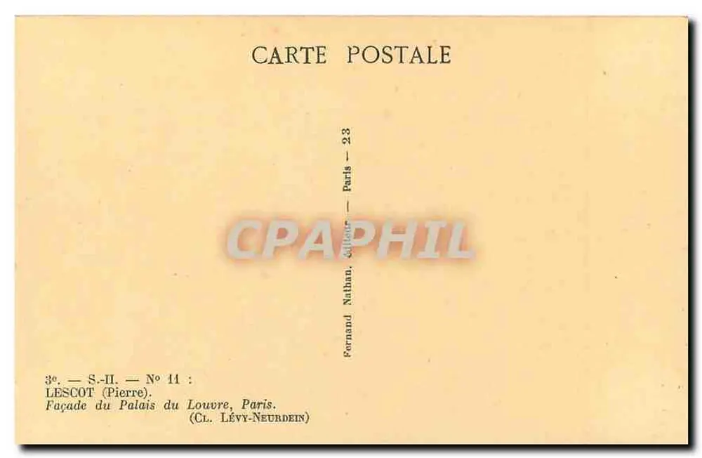 Voorgevel van het Louvre-paleis — Parijs — uitgever Lévy-Neurdein, n° 11 - Achterkant