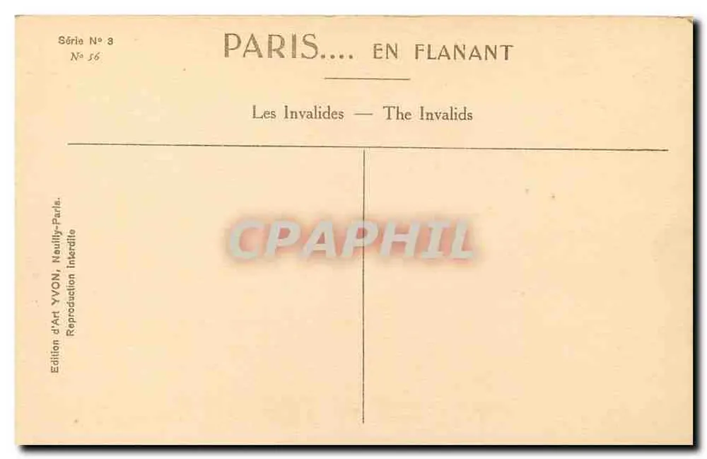 Les Invalides — Paris... en Flanant — Edição de Arte YVON, Naully-Paris - Verso