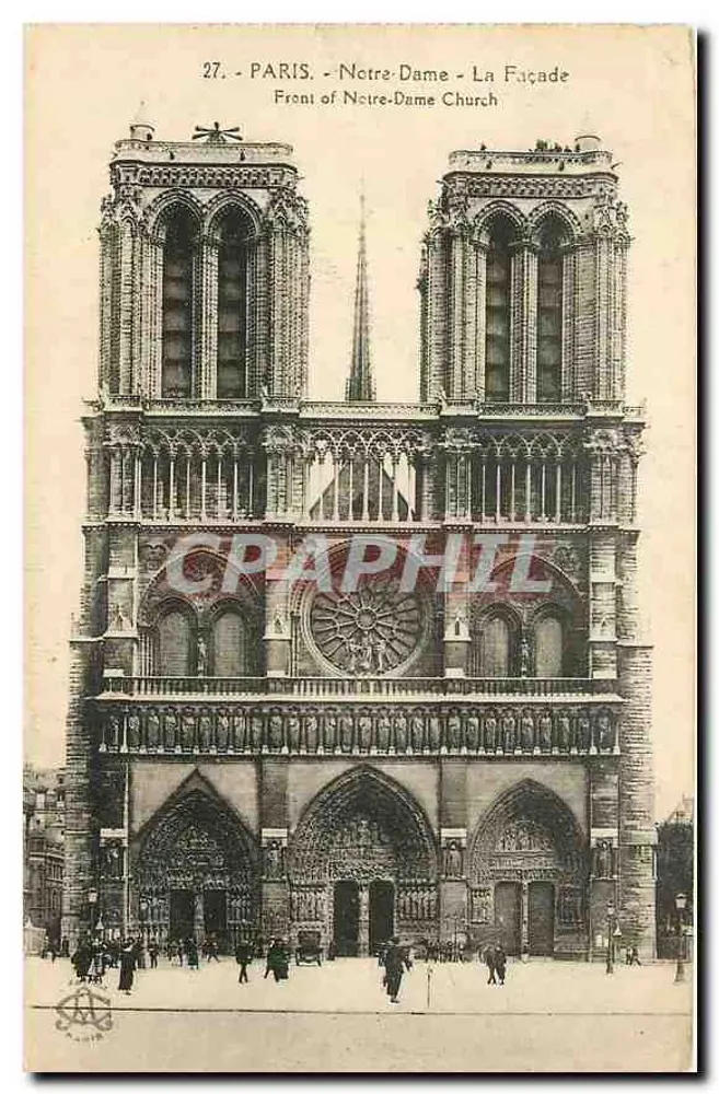 Paris - Notre-Dame - A Fachada — editor anônimo, n° 27 - Frente