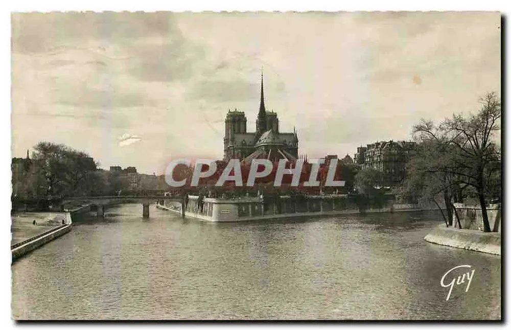 Notre-Dame de Paris — Blick von stromaufwärts von Île de la Cité — Verleger Guy - Vorderseite
