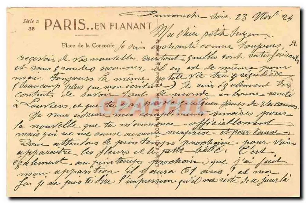 Place de la Concorde — Fontaine de la Concorde e Obélisque — Yvonn, Série 38 - Verso