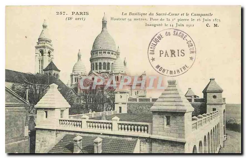 Paris — Basilika des Heiligen Herzens und Glockenturm — C. M. Nr. 257 - Vorderseite